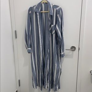 Blue and white stripped Long duster